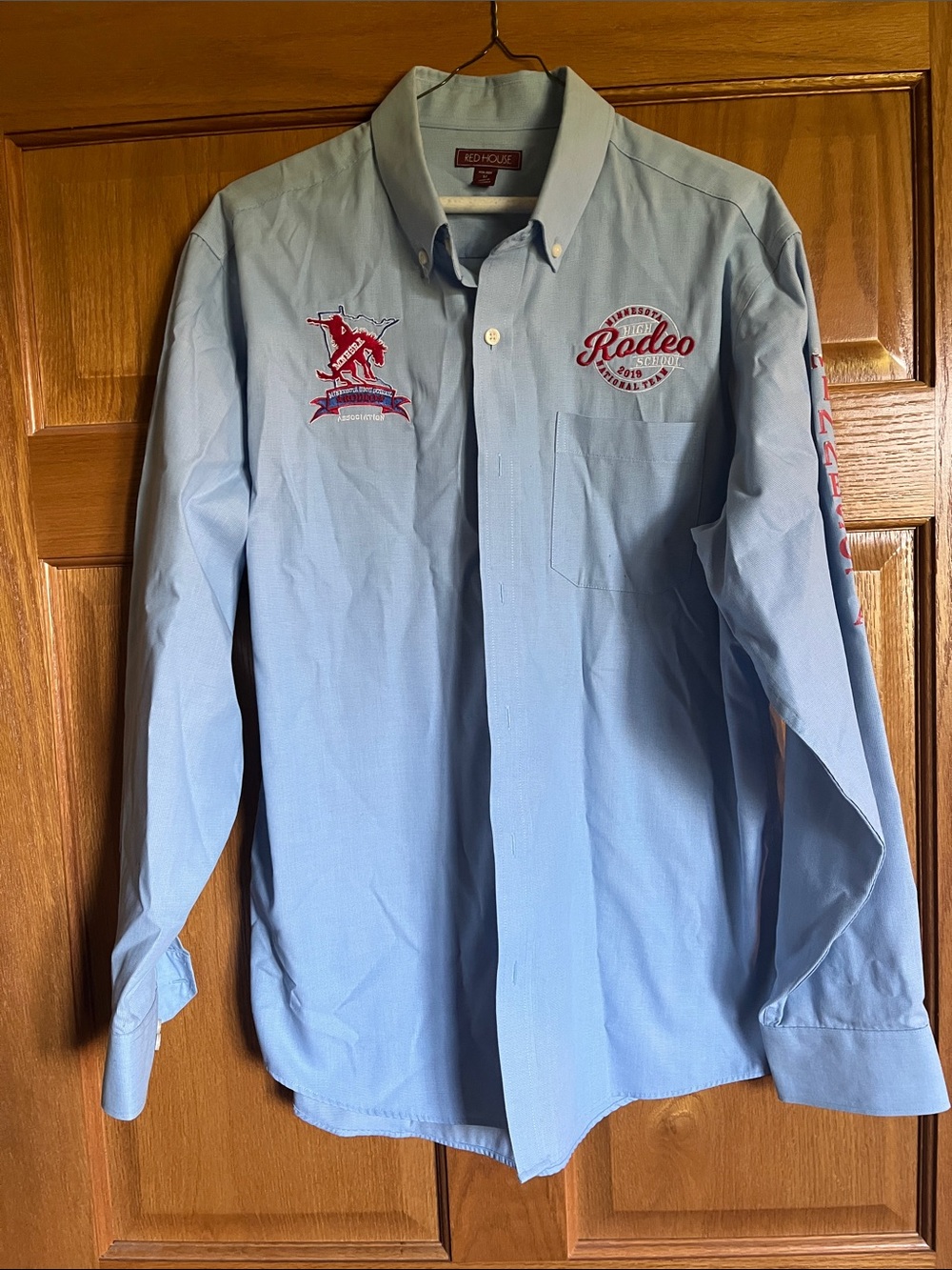 Light Blue Rodeo Embroidered Button-Down Men's Shirt